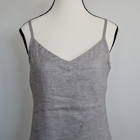 Eileen Fisher Twinkle Silver Linen Slip Dress XS - Picture 6 of 12